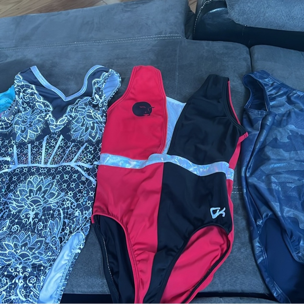 gymnastics leotards navy and red and black